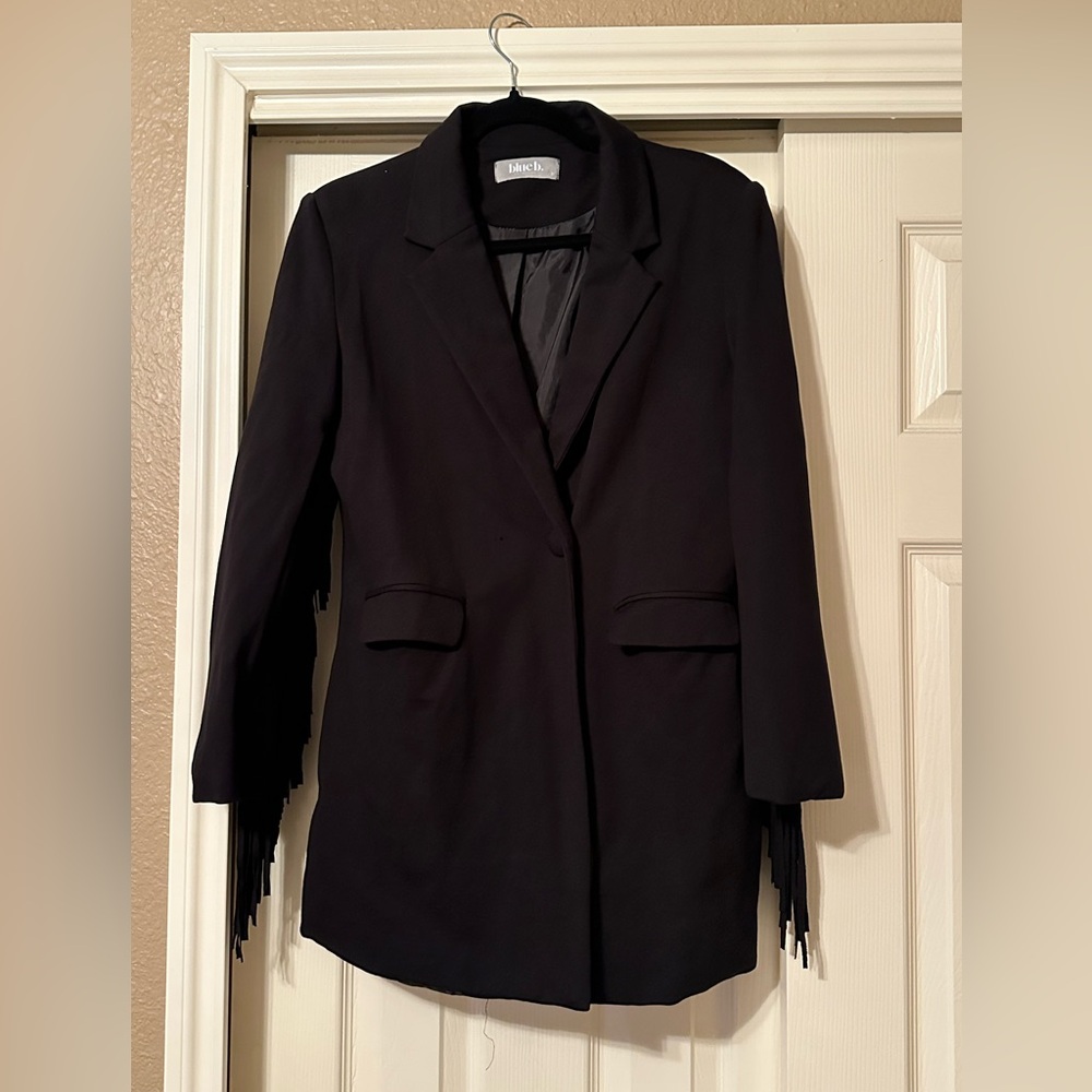 Frenchi Black Women's Blazer with Fringe
